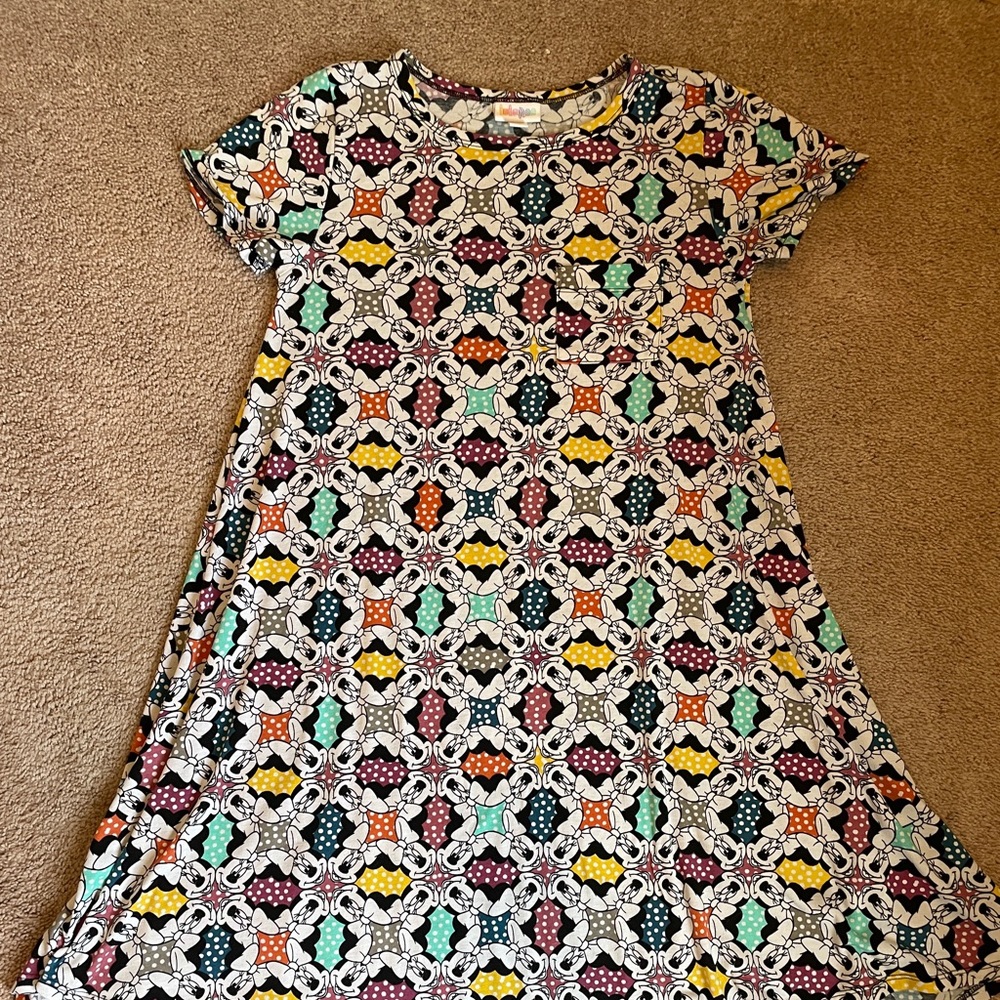 Minnie Mouse Polka Dot Disney Lularoe Carly Dress XXS LLR High Lo Hem Midi Dress